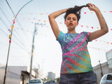 Whimsical Ribbon Stripes All Over Print Women's T-shirt