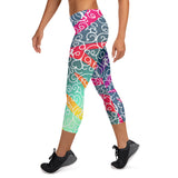 Whimsical Ribbon Stripes Capri Leggings