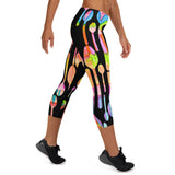 Painted Spoons Print Capri Leggings