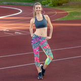 Whimsical Ribbon Stripes Capri Leggings
