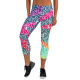 Whimsical Ribbon Stripes Capri Leggings
