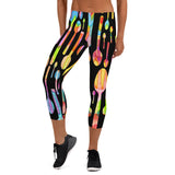 Painted Spoons Print Capri Leggings