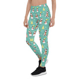 Mint Zebra Snowman Full Length Leggings