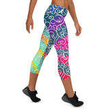 Whimsical Ribbon Stripes Capri Leggings