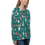 Green Winter Zebra Unisex All Over Print Sweatshirt