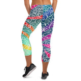Whimsical Ribbon Stripes Capri Leggings