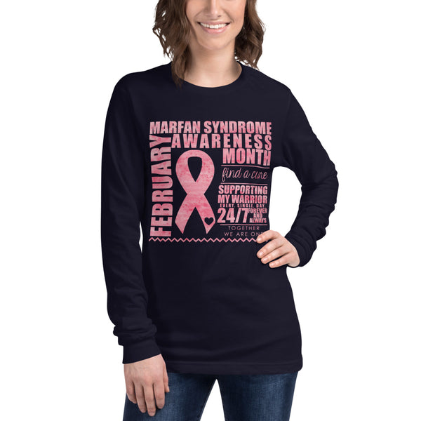 February Marfan Syndrome Awareness Month/SUPPORTER Watercolor Print Unisex Long Sleeve Tee