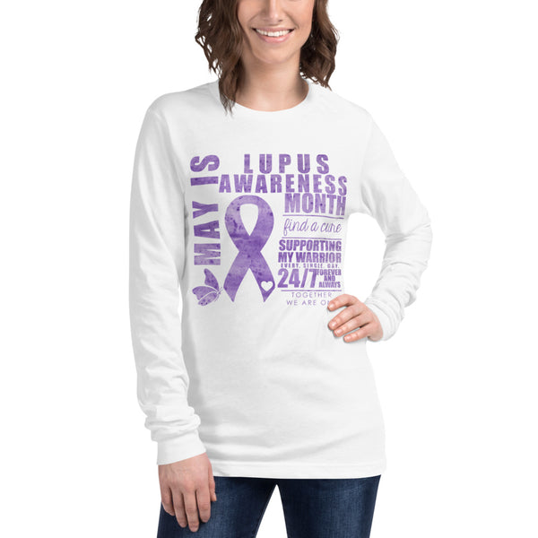 May Lupus Awareness Month/SUPPORTER Watercolor Print Unisex Long Sleeve Tee