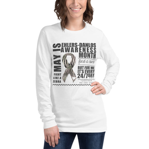 May Ehlers Danlos Syndrome Awareness Month Watercolor Print Unisex Long Sleeve Tee