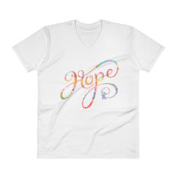 Hope Painted Ribbon Print V-Neck T-Shirt
