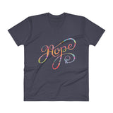 Hope Painted Ribbon Print V-Neck T-Shirt