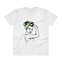 Spoonie Strong Warrior/Pastel Lime V-Neck T-Shirt
