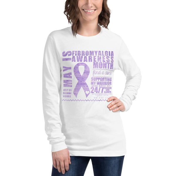 May Fibromyalgia Awareness Month/SUPPORTER Watercolor Print Unisex Long Sleeve Tee