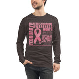 February Marfan Syndrome Awareness Month/WARRIOR Watercolor Print Unisex Long Sleeve Tee